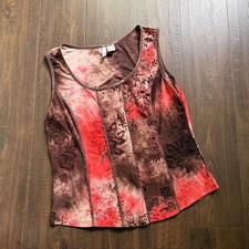 Y2K Floral Lace Paneled Corset Burnout Fairy Semi Sheer Embossed Top Sami Jo L