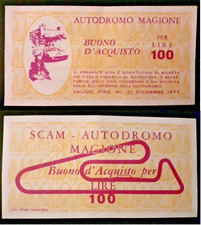 MINIASSEGNO BUONO D'ACQUISTO SCAM - AUTODROMO MAGIONE LIRE 100 31.12.1977