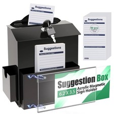 Suggestion Box with Slot and Lock, Metal Donation Box with Magnetic Acrylic S...