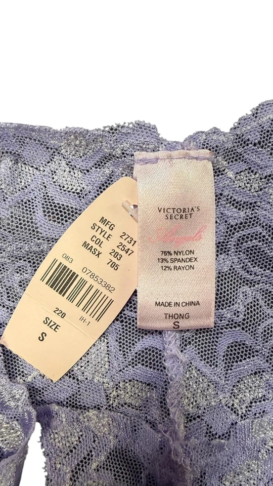 Victoria's Secret Tanga Mujer Pequeña Lavanda Púrpura Floral Encaje Ropa Interior Panty Foto 3 de 3