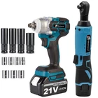 12V/21V Lithium-Ion Cordless 3/8 in. Ratchet and 1/2 in. Impact Wrench Combo Kit