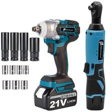 12v21v Lithium-ion Cordless 38 In. Ratchet And 12 In. Impact Wrench Combo Kit