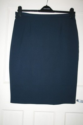 GRÖSSE 14 Marks & Spencer marineblauer gerader Rock mit Stretch