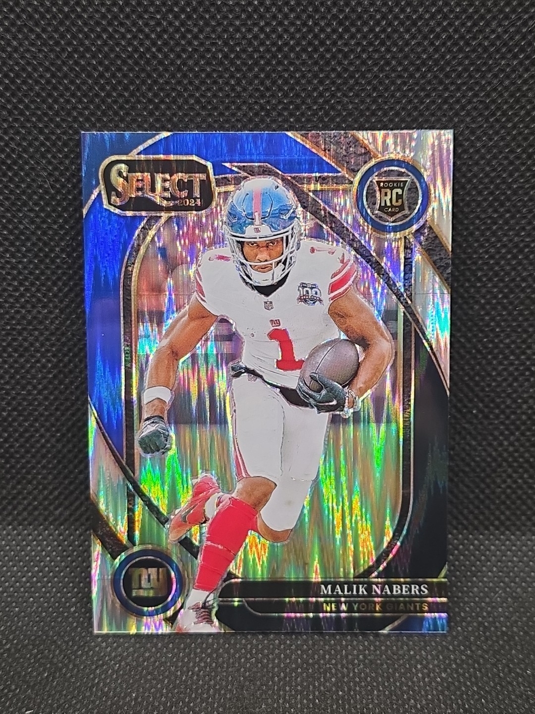 Malik Nabers 2024 Panini Select Blue & Black Shock Club Level Rookie Giants
