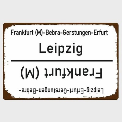 Blechschild Zuglaufschild Leipzig Bebra Gerstungen Erfurt Frankfurt (M) TEL3279