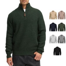 Indicode Pull Homme INPeace – maille half zip col montant style moderne