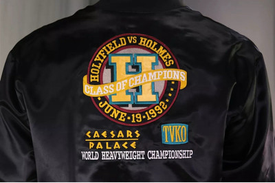 Holyfield vs. Holmes 1992 Caesars Palace Vintage  Satin Bomber Jacket XL And Cap
