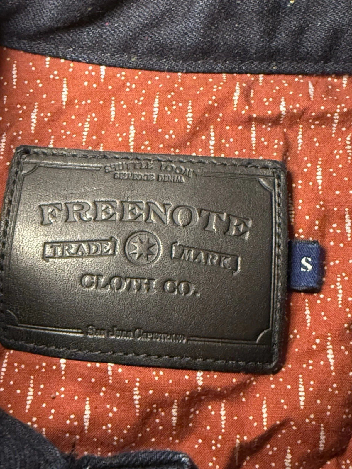 Freenote Classic Cloth Denim Riders Jacket Raw Fleck Indigo Small image 6