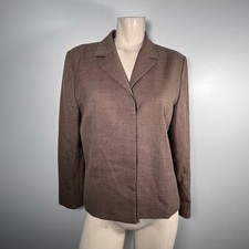 Pendleton Wool Blazer Womens Size 12 Brown Tan Tweed Career Jacket Timeless Hole