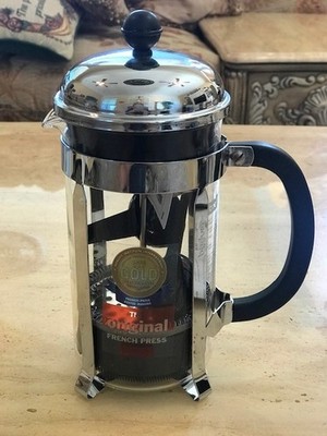 Bodum Chambord Stainless Steel & Glass French Press 32 oz with Catcher in carafe