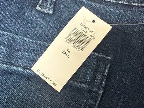 Neu mit Etikett Old Navy extra hoher Bund weites Bein 14 hoch 34" Schrittlänge Jeans - Bild 3 von 4