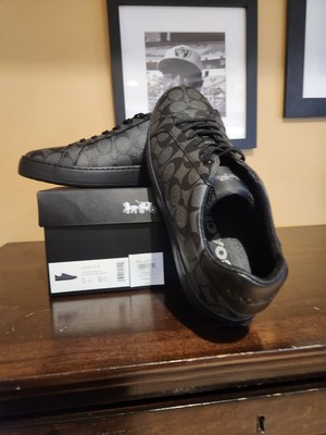 NEW Coach Clip Signature Low Top Sneaker Charcoal/Black G4949 Men's Size  12D