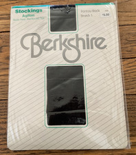 Vintage Berkshire Fantasy Black Stretch 1 Nude heel Thigh High Stockings