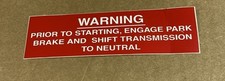 Aufkleber NEUTRAL SHIFT WARNING / ENGAGE BRAKE Schild Humvee Hmmwv