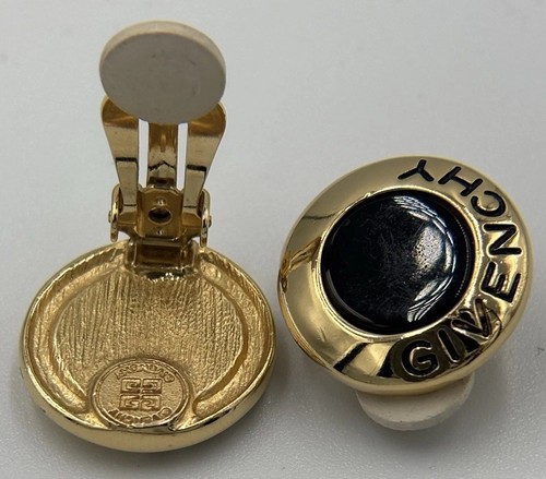Vintage Givenchy Gold Tone and Black Circular Earrings - Picture 3 of 13