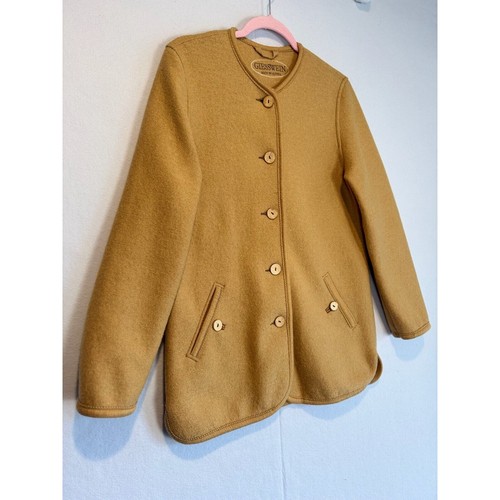 Giesswein Austria Boiled Wool Coat Size 38 USA 8 Tan Wool Cotton Blend - Picture 3 of 9