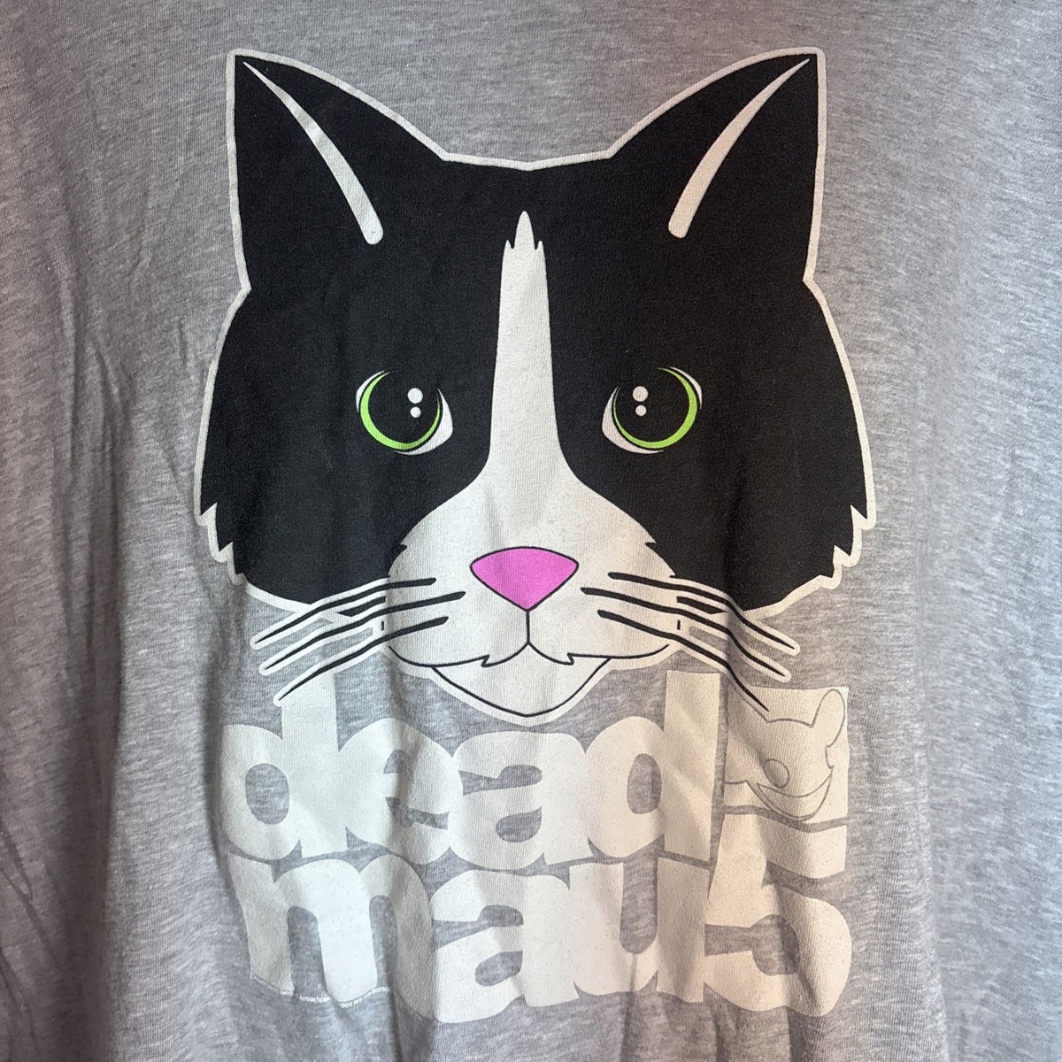 Deadmau5 Meow Heads T Shirt Mens XL Grey Tuxedo Cat EDM Electronic House Music View 3