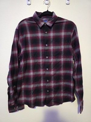 Apt 9 Mens Large Plaid Long Sleeve Button Down Red & Green Flannel Shirt Bundle