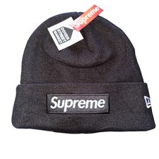 Black Supreme New Era Box Logo Beanie Knit Hat FW24 Authentic Fast Shipping NEW