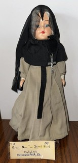 Vintage 1950's Nun Doll With Habit Grey Nun Sleepy Eyes 11” Rare