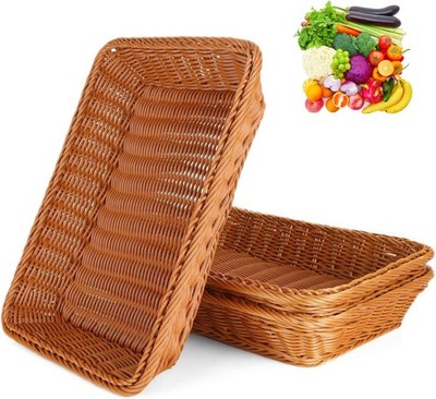3 Stück Brötchenkorb, Brotkorb Geflochten, Storage Basket Rectangular, Braided M