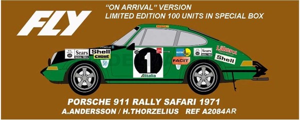 Fly Car Models A2084BOX Porsche 911 - N.1 Safari Rally 1971 - A.Andersson, H Tho-image