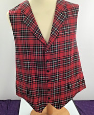 Paul Fredrick Men's XLarge Wool Plaid Suit Vest Red Multi 6 Button Waistcoat