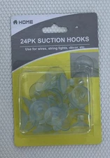 24 Pack Suction Cups Hooks Clear Mini