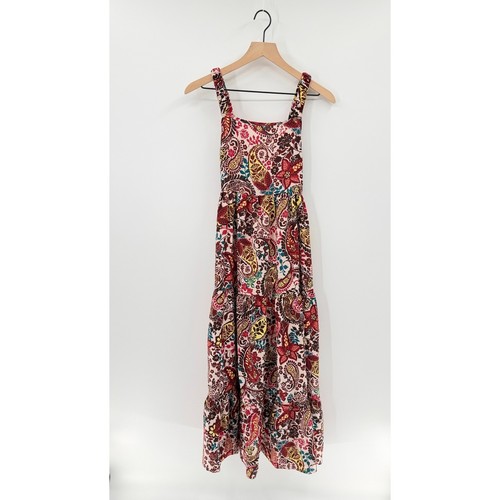 Boho Paisley Floral Maxi Dress XS Tiered Festival Peasant Hippie Cottagecore