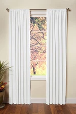 White Curtain Window Panel Drapes - Set of 2 - Thick Cotton Duck Fabric Reverse 