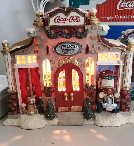 Coca Cola Kurt Adler Vintage Christmas Truck Depot Village Lighted House