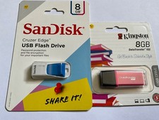 2pcs new SANDISK kingston 8gb USB FLASHDRIVE  storage sealed