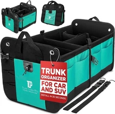 TRUNKCRATEPRO Teal Car Accessories Trunk Organizer Premium Large, Cyan Green 