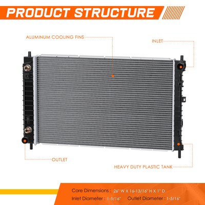 Radiador De Aluminio Para Saturn Vue 2004-2007 3.5L - Reemplazo Directo, Núcleo De Aluminio, Estilo OEM