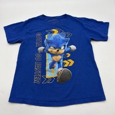 Sonic 2 Thedgehog T-shirt Youth Boys M Blue Graphic Print Logo 100 Cotton.38980