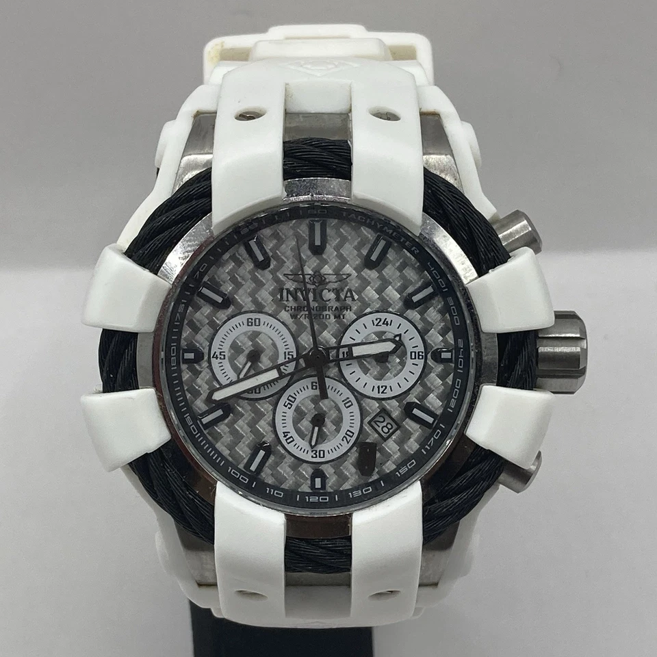 Invicta 23857 Bolt Sport男士腕表白色硅胶表带银色表盘全新电池 — 第 2/4 张图片