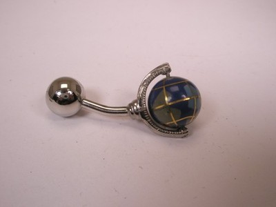 Globe (turns) World Map Enamel SINGLE Vintage Cuff Link replace lost/broken zs24
