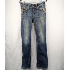 Silver Jeans Co. Suki Flap Pocket Embellished Jeans W27 L33 Denim Blue