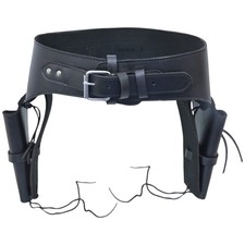 COWBOY Western Revolver Doppel Pistolenholster SCHWARZ Echtleder Munitionsschlaufen Gürtel