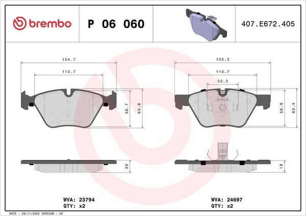 Bremsbelagsatz Scheibenbremse Prime Brembo P 06 060 FüR Bmw F11 F10 5Er Touring-image