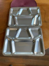 2 US Military Mess Hall Divided Food Trays Stainless Steel