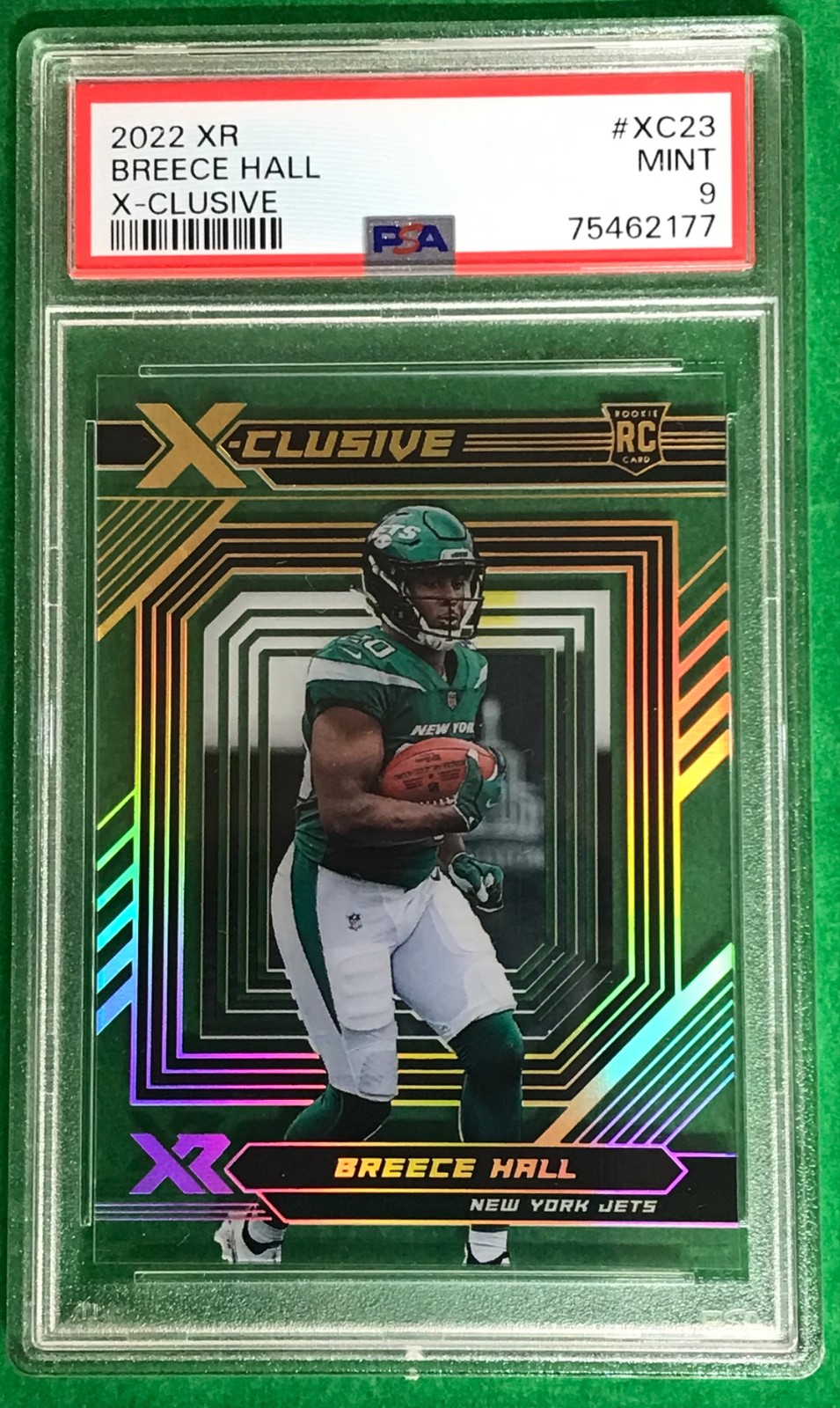 Breece Hall 2022 XR X-Clusive Rookie #XC23 SSP CASE HIT - NY Jets - PSA 9 Mint