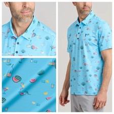 William Murray Golf Polo Shirt Men’s L Large Agua Caliente Sky Blue Margaritas