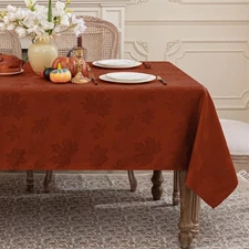 Softalker Fall Jacquard Tablecloth - 60 x 84 (Rectangular), Maple Rust 