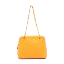 Chanel Matelasse Shoulder Bag Leather Women Yellow One Size