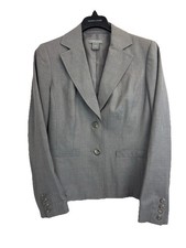 Ann Taylor Two Button Blazer Women  s Size 8 Grey Wool Blend Jacket Notch Lapel