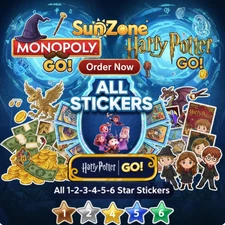 Stickers Monopoly Go 🌻 Harry Potter GO! All Sticker  1/2/3/4/5/6 starts 🌻