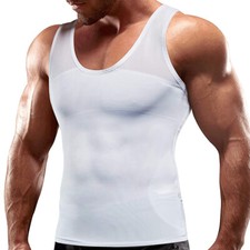 Men's Compression Shirt Slimming Body Shaper Vest to Hide Man Boobs Shapewear