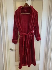 Ultra Soft Plush Women Small Bath robe Dressing Gown Burgundy red NY Threads 