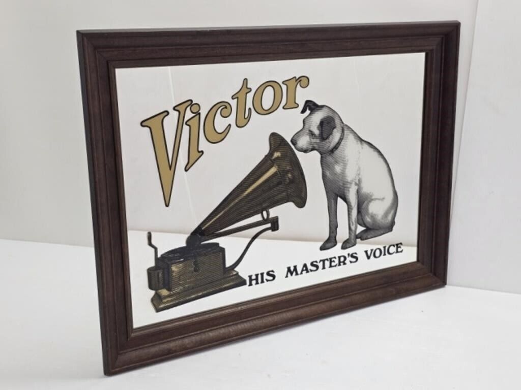 Vtg VICTOR HIS MASTER'S Advertising Mirror Lg 30 Vtg VICTOR HIS MASTER'S Advertising Mirror Lg 30